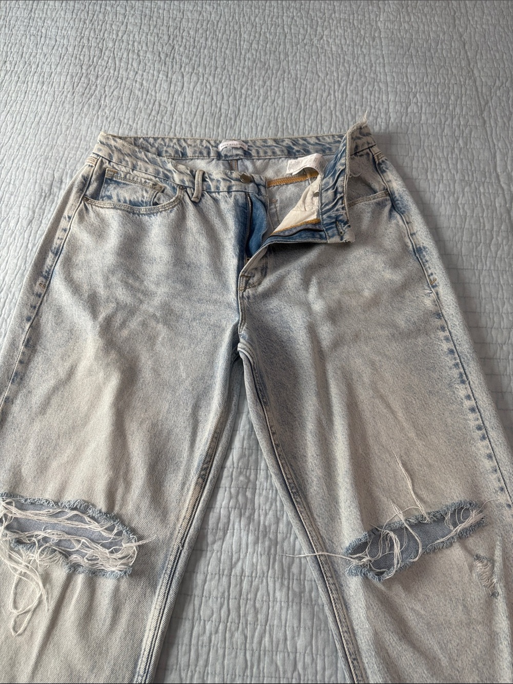 Good American Light Blue Distressed Boyfriend Jeans